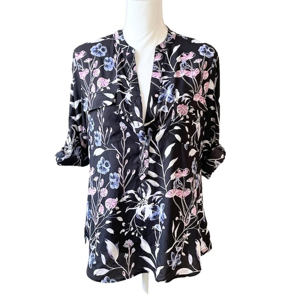 Ivanka Trump Floral Dress Blouse Top with Button Sleeves Women’s Medium - Picture 2 of 16